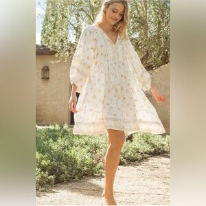 Women's White Floral Boho Dress